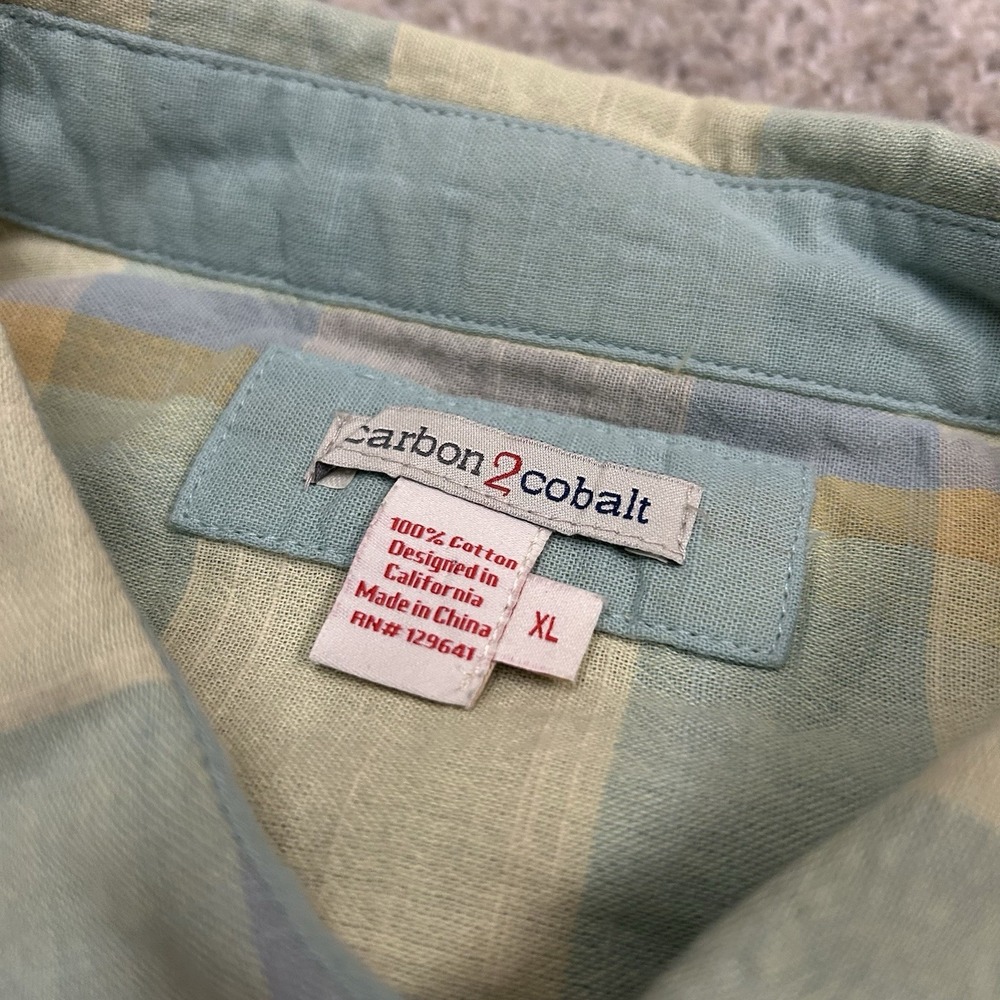 Carbon 2 Cobalt Shirt Men's XL Wildflower Plaid‎ Short Sleeve Button Up Colorful - Picture 8 of 8